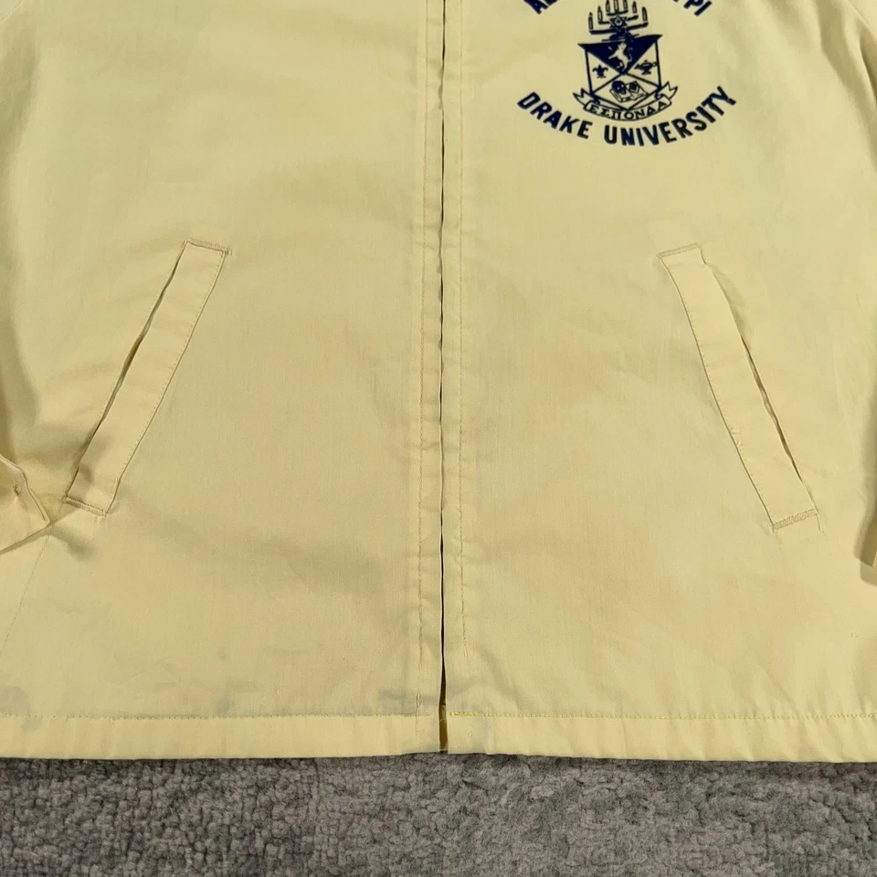 Chaqueta De Colección Drake University Para Hombre XL Amarilla Cortavientos Años 70 Fraternidad Judía Foto 4 de 4