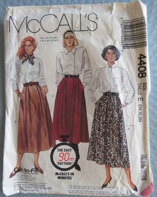 (1989) McCalls 4408 Schnittmuster Damen Elastizierter Bund Frontfalte Variation