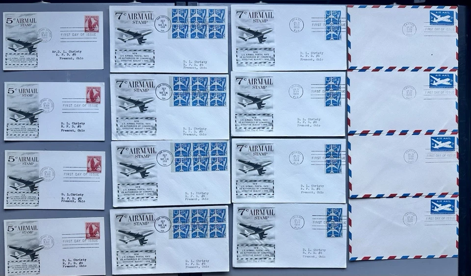 1958 Air Mail  7 Cents & 5 Cents- FDC LOT of 40 - Image 3 of 3