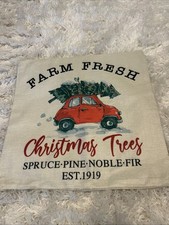 CHRISTMAS TREES Farm Fresh Rustic Throw Pillow Cover Winter Holiday Decor 17"