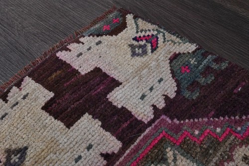 Oushak Turkish Doormat Rug 1x2 PURPLE Anatolian Handmade Vintage Small Kilim Rug - Picture 5 of 9