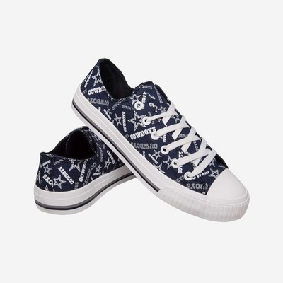 Dallas Cowboys Womens Low Top Repeat Print Canvas Shoe