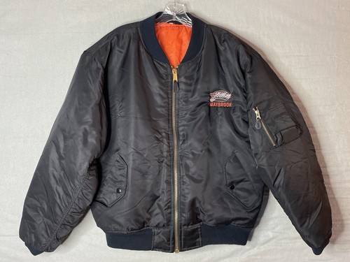 Rothco Black Military Flight Jacket Bomber Coat Sz XL Orange Lining -Team Yellow - Picture 1 of 19