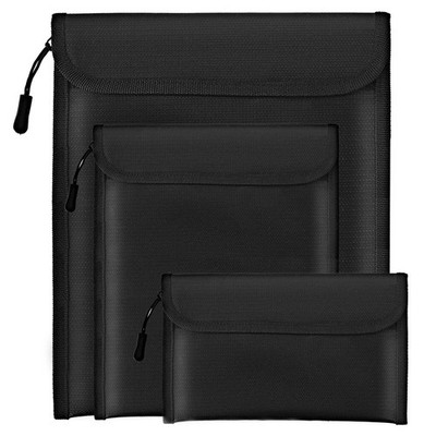 Fireproof Waterproof Document Bag 3-Pack Black 2000  Money Bag for Cash Passp...
