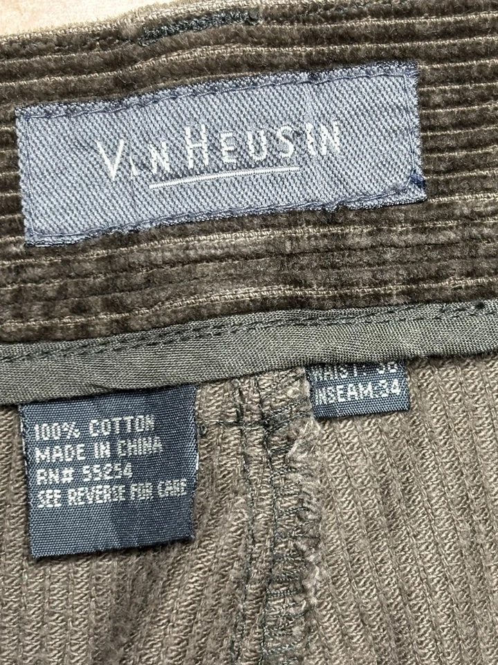 Винтажный Y2K высокая талия плиссированные коричневые вельветовые брюки мужчин 35 X 32 (ярлык 34 x 36)  - Изображение 4 из 4