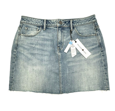 Denim Jean Mini Skirt Size 28 US 6 Gravel Light Vintage Raw Hem Treasure & Bond