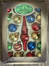 Enchanted Forest Mini Glass Christmas Ornaments 21 Pieces Etched Vintage