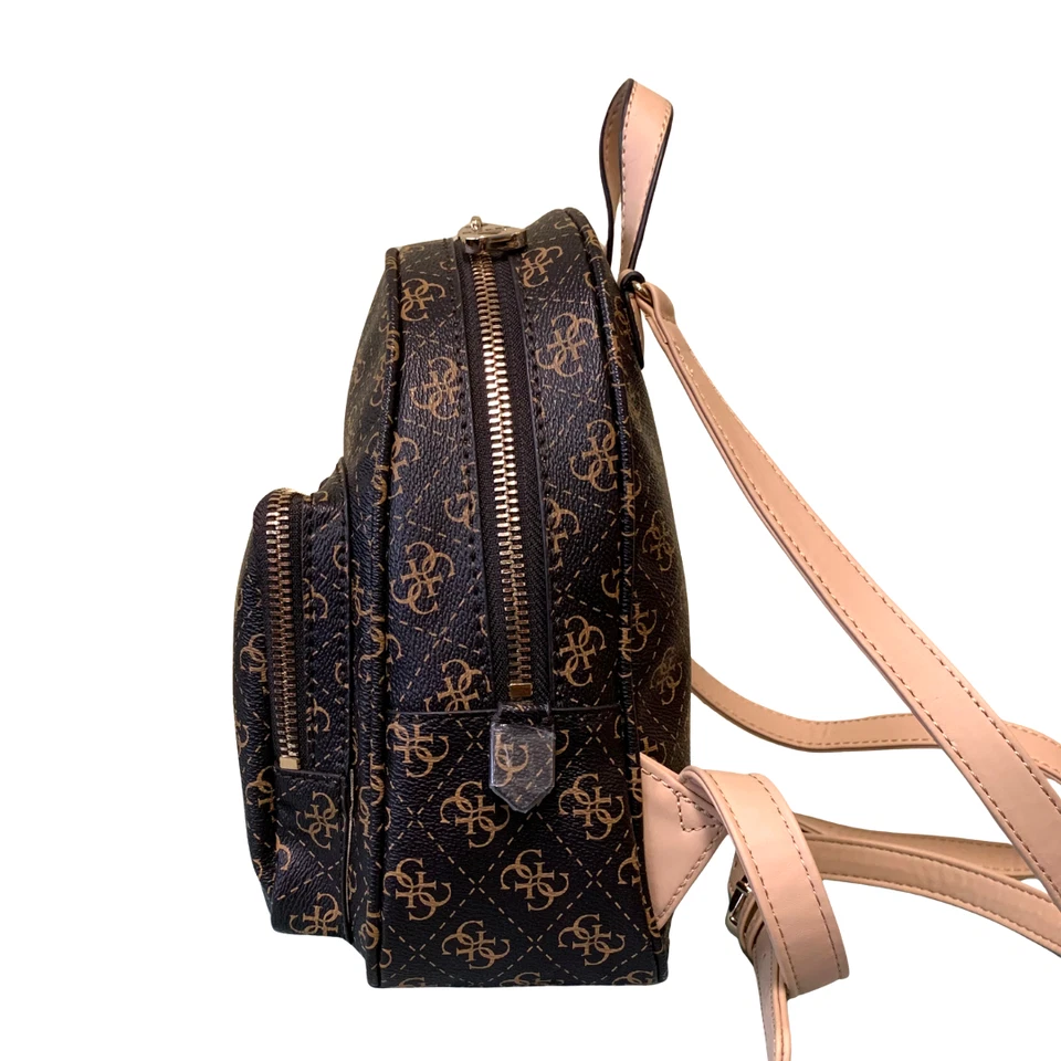 GUESS Mini Mochila Marrón Logo Estampado Imitación Cuero Monograma Bolso Foto 4 de 4