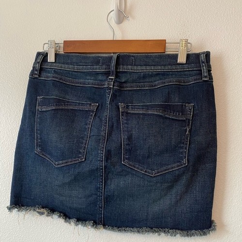 Express 90's Y2K Rockabilly Stretch Denim Raw Bottom Hem Mini Skirt Size 6 - Picture 4 of 8