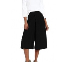 Eileen Fisher Wide Cropped Pants Size Petite Large Black Viscose Jersey NWT