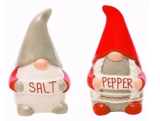 Holiday Gnomes Ceramic Salt & Pepper Shakers Set, Christmas Decoration