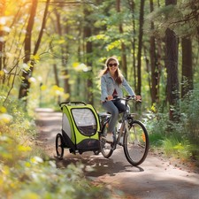 Child Bike Trailer 3 In1 Foldable Jogger Stroller 2-Seater Baby Stroller