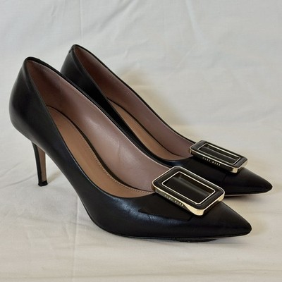BOSS Hugo Boss Vivienne Pump 70-C Schwarz Leder Gr. 38,5 Schnalle OVP