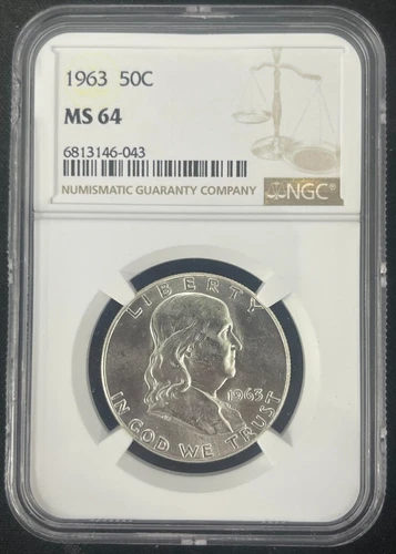 1963 50C Franklin Half Dollar NGC MS64