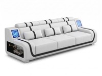 3-Sitzer Sofa Weiß Schwarz Led Modern Wohnzimmer Couch Design MöBel *