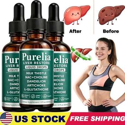 5PCS Purelia Liver Restore Drops   Complete Liver Detox Support Supplement 60ml