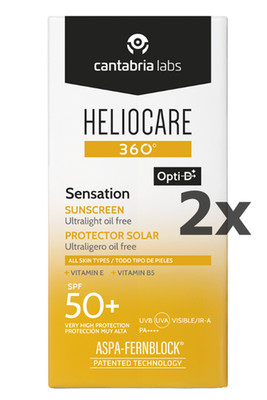 2 pack Heliocare 360   Sensation SPF 50+ Sunscreen, ultralight oil free 50 ml