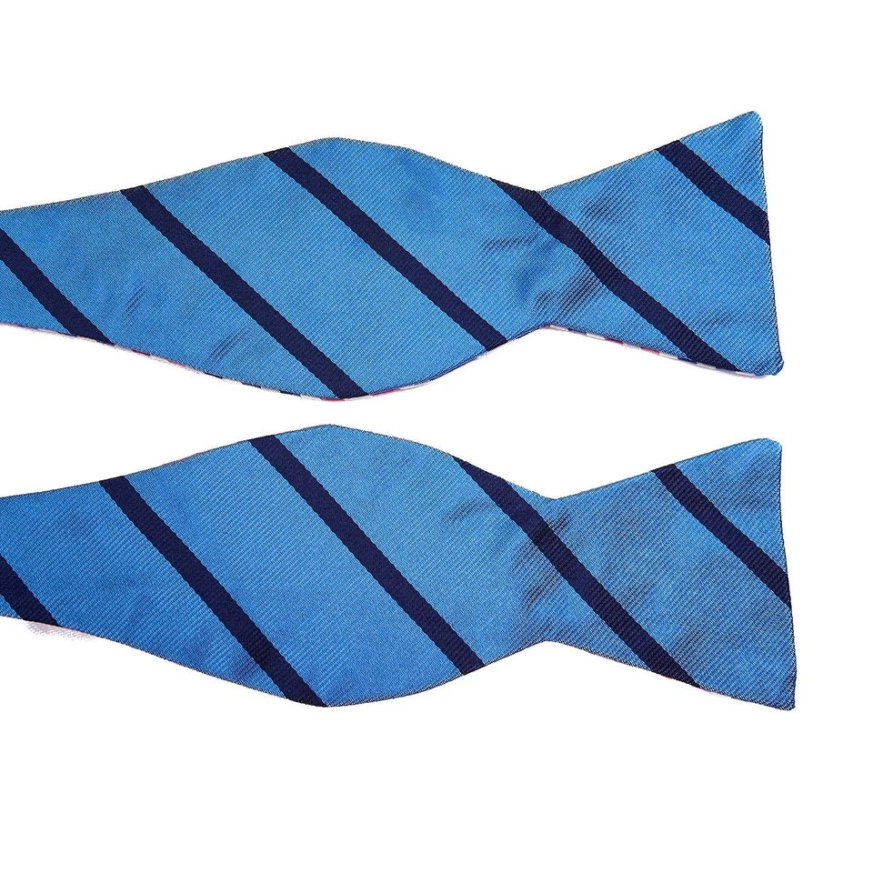 Pajarita reversible Brooks Brothers azul a rayas seda rojo guinga algodón cuadros EE. UU. Foto 3 de 4