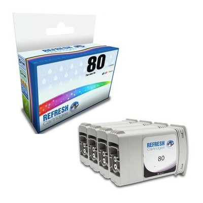 Refresh Patronen Vorteilspack Full Set 4 #80 Tinte kompatibel mit HP Druckern