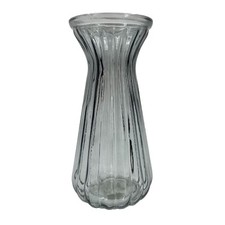Grey Black Textured Ribbed Patterned Glass Vase Flower Bud Jar 22.5cm Ornament