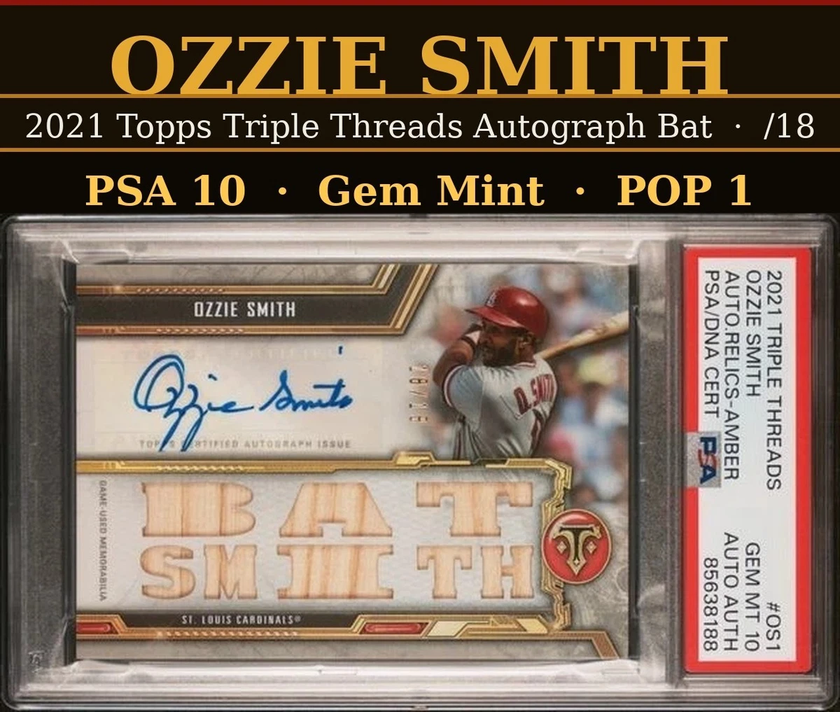 Topps Ozzie Smith Baseball Original Autographed Sports Trading