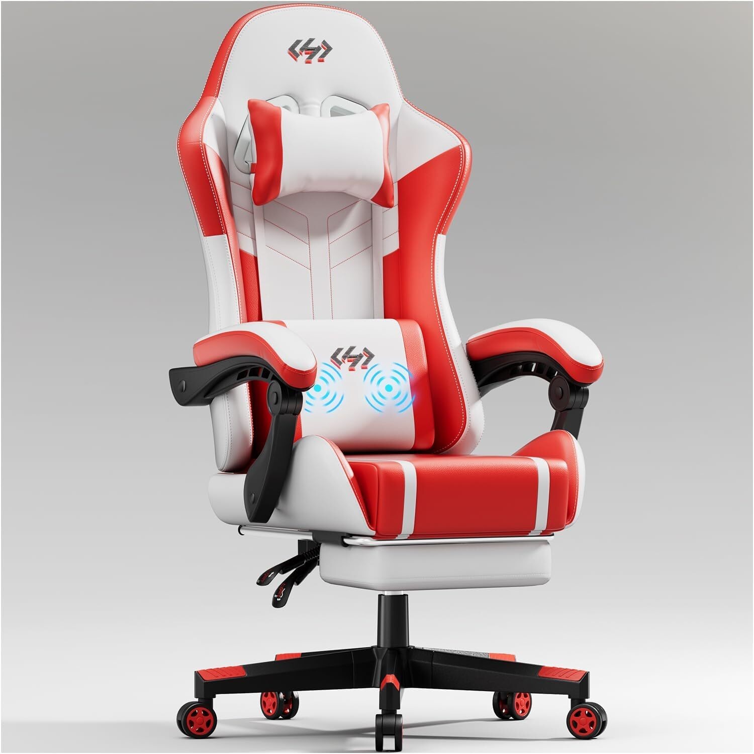 Gaming Chair with Footrest & Massage Lumbar Support, Gamer Chair with Headrest