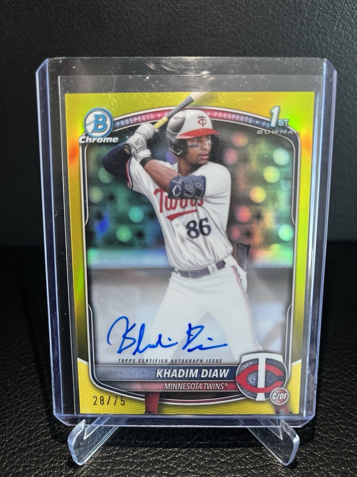2025 Bowman- Chrome 1st Khadim Diaw  prospect Auto Yellow Refractor /75 Twins