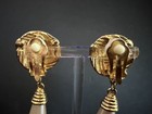 Vintage Runway Dangle Pearl Drop Clip on Earrings  — photo 3