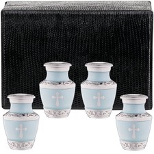 Olivia Memorials 4 Small Urns for Ashes Adult Male or Female - Set of 4 Blue ...