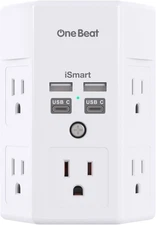 5 Outlet Extender Surge Protector Multi Plug Wall Adapter USB Charger Ports with