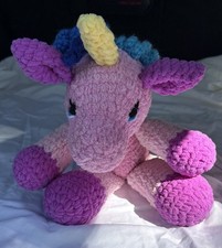 Handmade Crochet Unicorn Plush Stuffed Animal, Small 6-14 in, 2024, 3-5Y 15