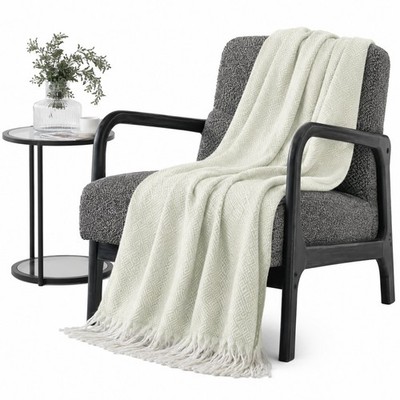 Kuscheldecke Wohndecke Sofadecke Plaid mit Fransen 127x152 cm Decke Überwurf...