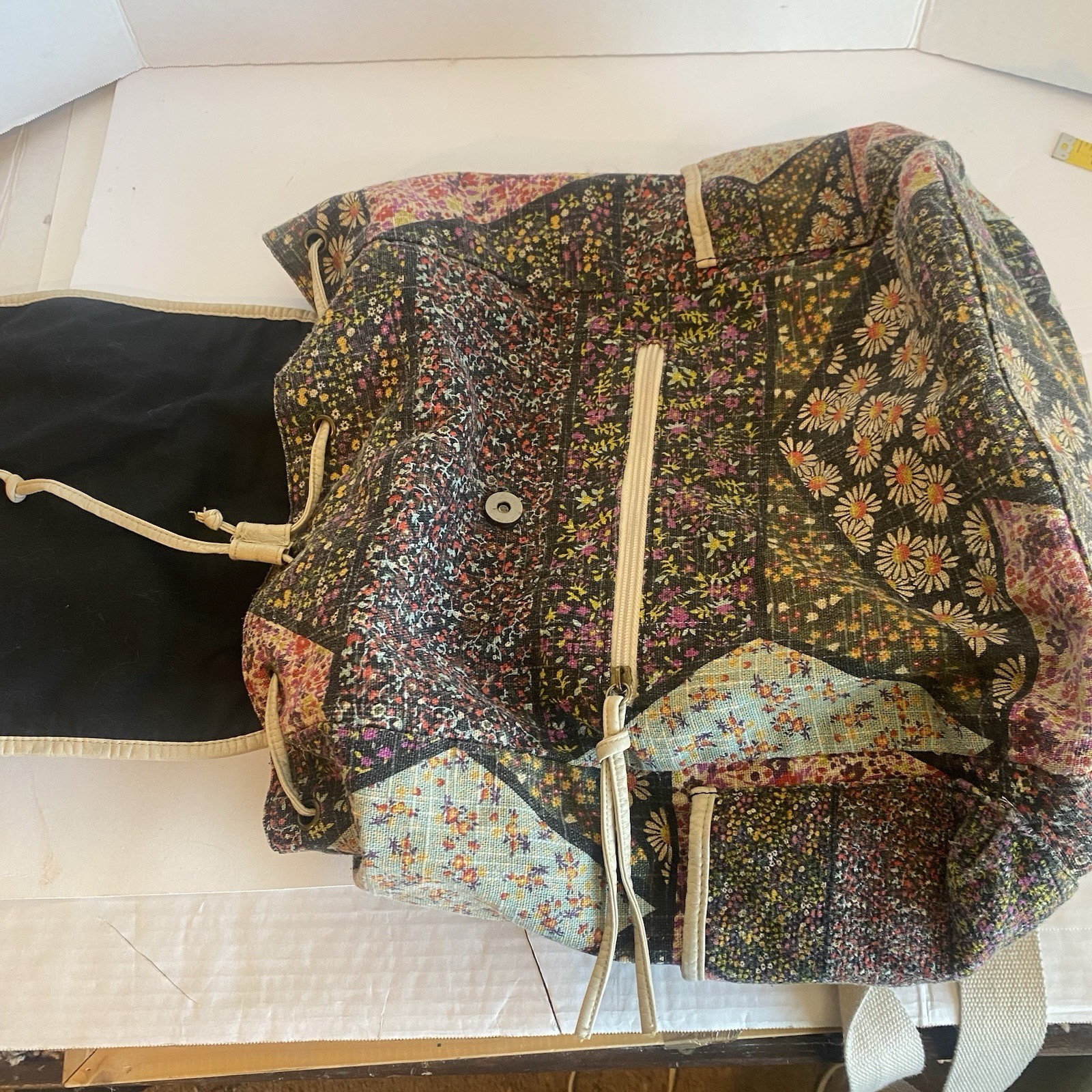 Boho Patchwork Backpack Bag Floral Geometric Draw… - image 3