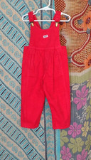Vintage GUESS Girls Toddler Red Overalls deadstock NWT's USA 3Years Cotton Denim