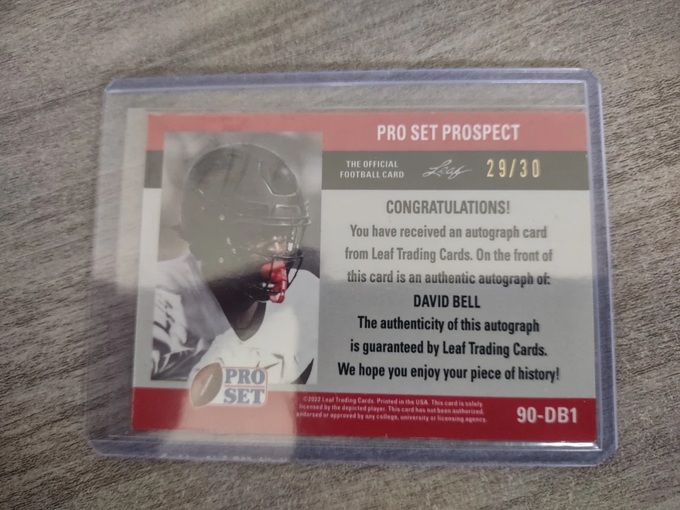 2022 Leaf Pro Set Metal David Bell PURPLE AUTO 29/30 CLEVELAND BROWNS - Image 2 of 2