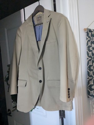 Trendy Mens Digel Blazer Jacket Beige Cotton Stretch Men Size US 40 R /EU 50