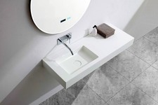 Wandwaschbecken Waschtisch Waschbecken Mineralguss 121cm Metallkonsole optional