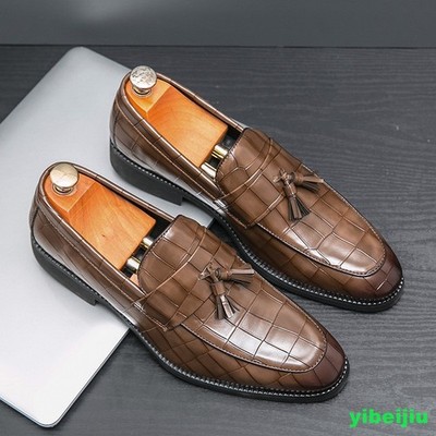 Fashion Men's Alligator Crocodile Pattern Crack Leather Dress Casual Shoes Retro