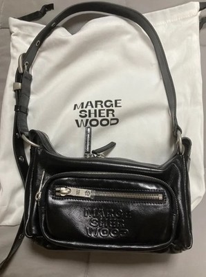 Marge Sherwood Outpocket Hobo Mini Black Glossy Plain Bag / New