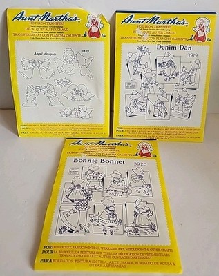 Lot of 3 Aunt Martha's Hot Iron Transfers 3919, 3920, 3889 Open/Unused Pics/Desc