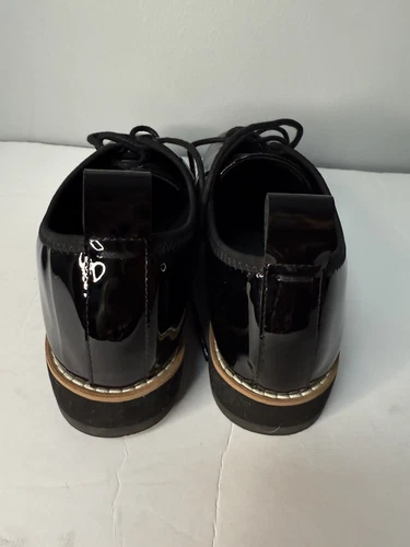Eileen Fisher Women’s 8 Black Patent Leather Wedge Oxfords Shoes Eddy Lug Sole - Picture 4 of 6