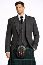 Scottish charcoal grey jacket wool Argyle jacket kilt jacket and waistcoat