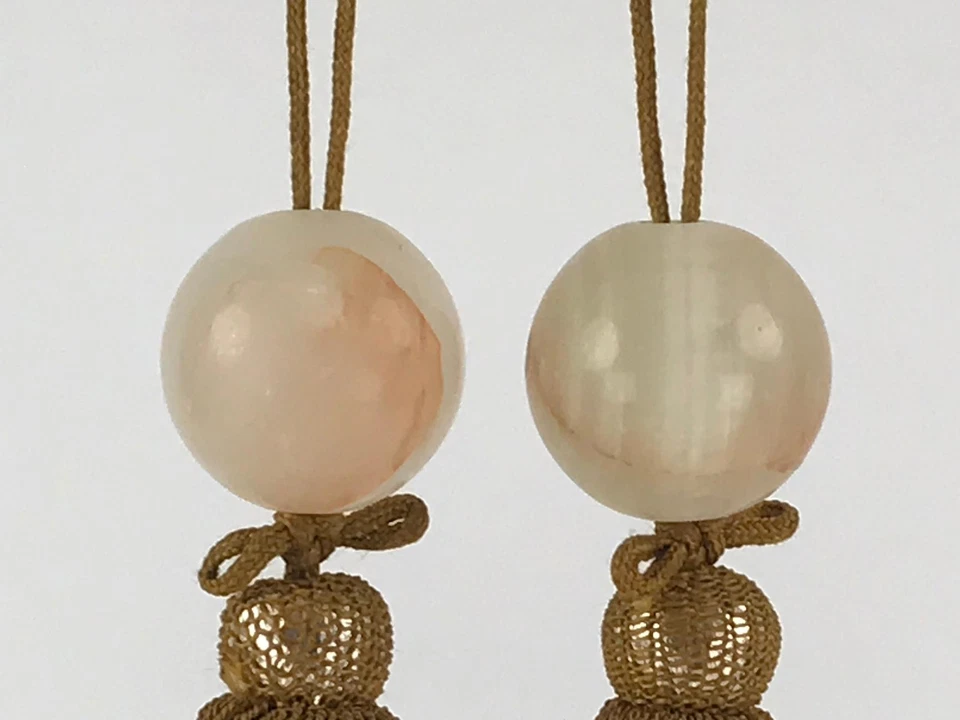 Japanese Agate Stone Hanging Scroll Weights Fuchin Kakejiku Yellow Tassel FC320 - Image 4 of 4