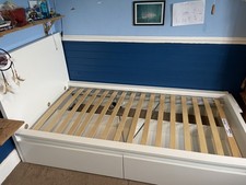 IKEA White Malm Single Bed Frame with Luroy Slats. Morgedal mattress included 