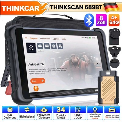 ThinkScan 689BT OBD2 KFZ Diagnosegerät 34 Reset ECU Coding CANFD DoIP - DE