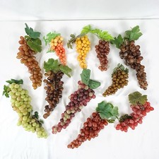 Lot of 11 Mixed Size Vintage Artificial Grapes Large Small Clusters Faux Rubber
