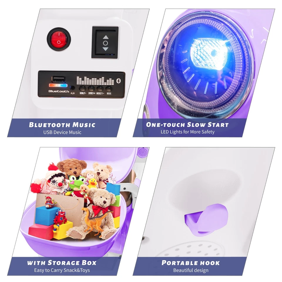 Motocicleta 12V Niños Ciclomotor Eléctrico Niñas Scooter 3 Ruedas Moto Juguete con LED Foto 3 de 4