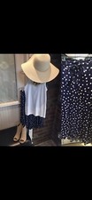 Women  s Vintage 30s 40s Navy  White Polka Dot Circle skirt SZ 10