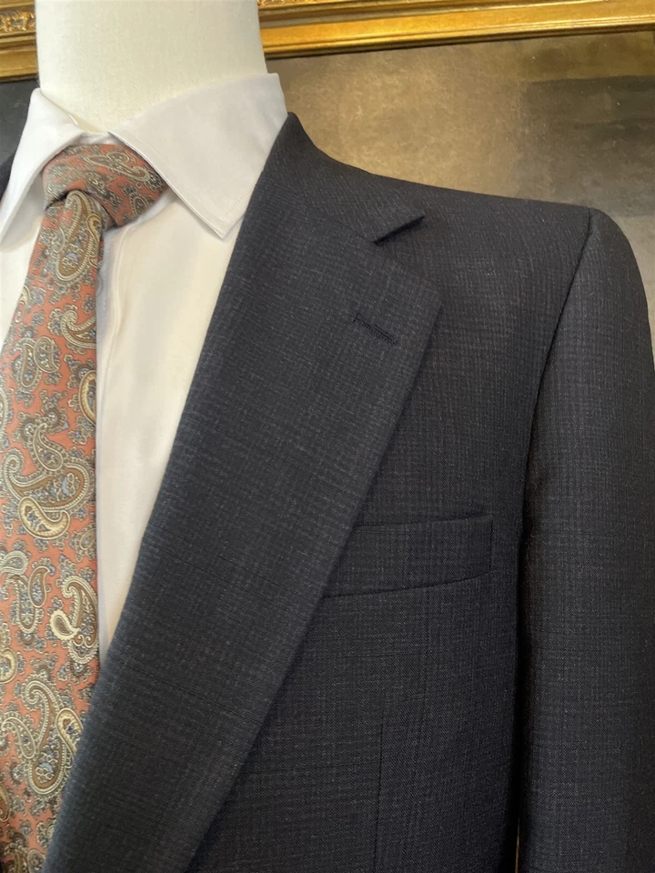 Chaqueta Blazer De Colección Burberrys 38R HECHA EN EE. UU. Cuadros Carbón 100% Lana Hopsack 2Btn Foto 2 de 4