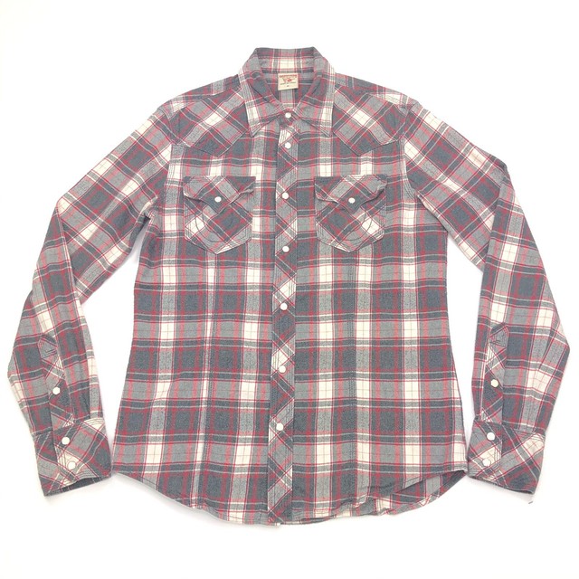True Religion Plaid Pearl Snap Button Front Shirt Men's Size M Medium Red Grey eBay